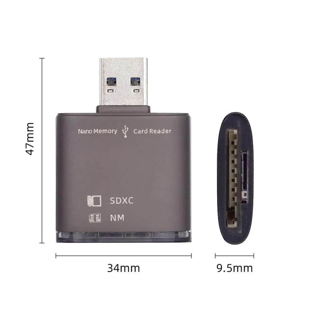 Xiwai Adattatore da USB 3.0 a NM Nano Memory Card e lettore di schede SD con scrittore a doppia porta per Mate Seial Phone & Camera & Laptop