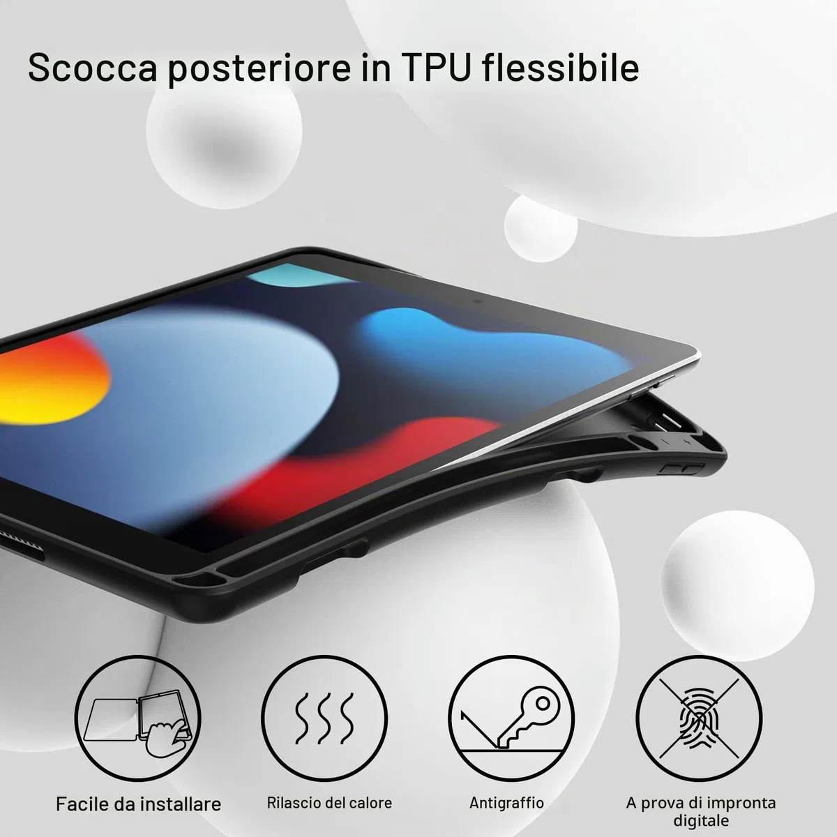JETech Custodia per iPad 10,2 Pollici Modello 2021/2020/2019 (9a/8a/7a Generazione) con Portapenne, Cover Tablet Sottile con Retro in Morbido TPU con Auto Svegliati/Sonno (Nero)