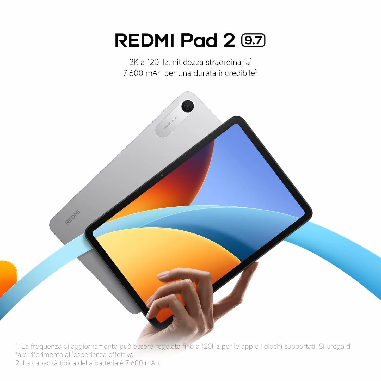 XIAOMI REDMI Pad 2 Tablet 9,7 Pollici 4+64GB, Snapdragon 6s Gen 2, Display LCD 2K 120Hz, Batteria 7600mAh (typ), Grigio Grafite, Garanzia 2 anni+1 anno extra, Caricatore Non Incluso