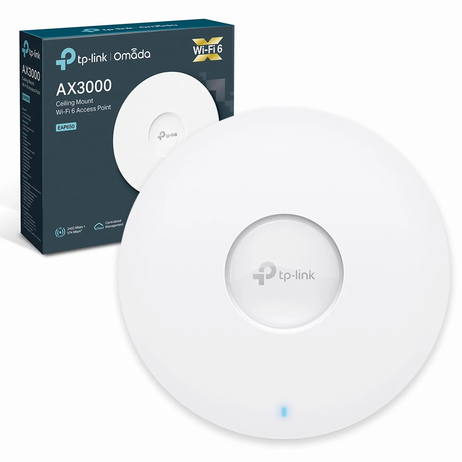 TP-Link Omada EAP650 V1 - Radio access point - Wi-Fi 6 - 2.4 GHz, 5 GHz - DC power - cloud-managed - wall / ceiling moun