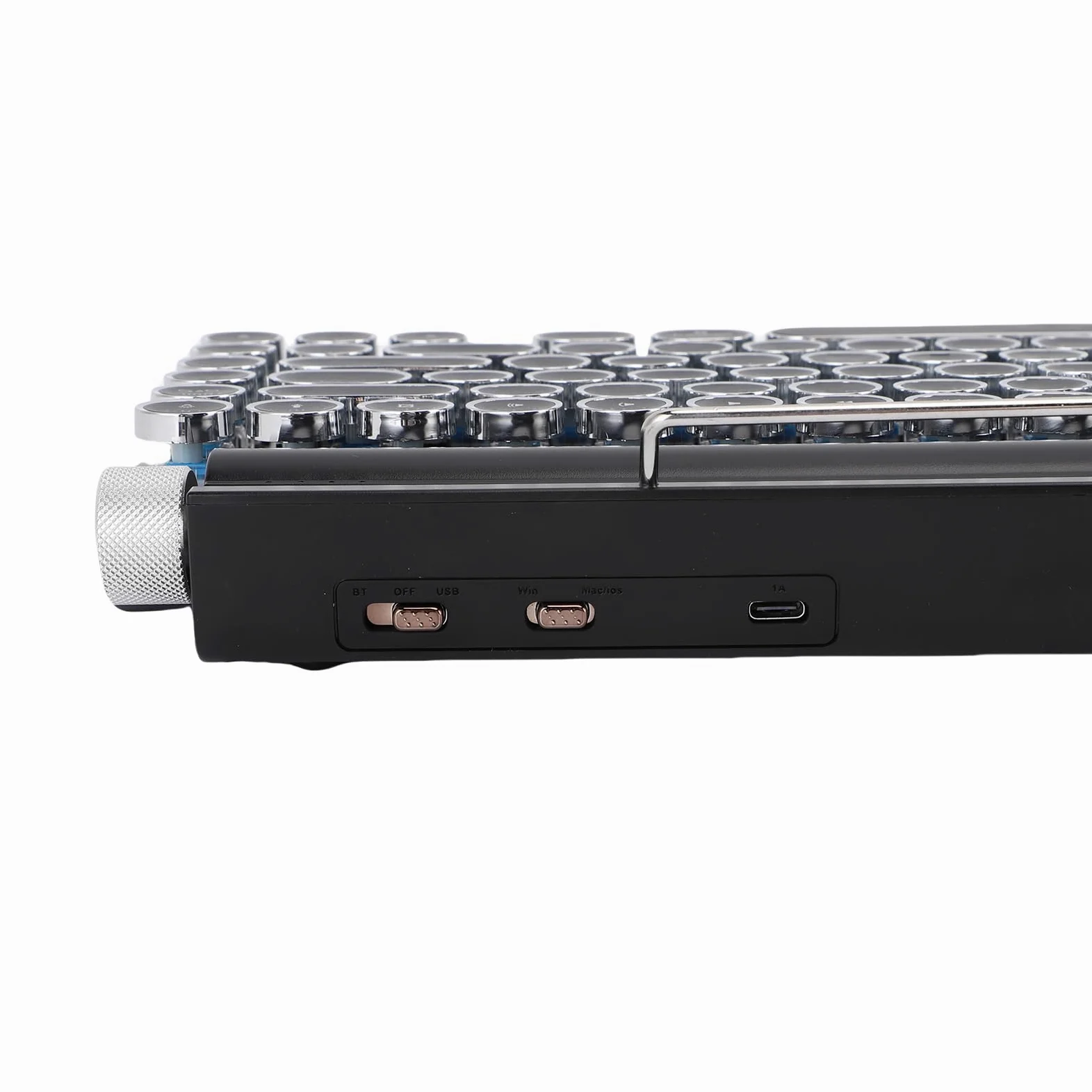 Tonysa Tastiera Meccanica retrò, Tastiera Bluetooth/Wired -scrittrice, Tasti Rotondi, modalità di Retroilluminazione 14, Compatibili con PC/tablet (Punk Metal Frame Design) (BLACK)