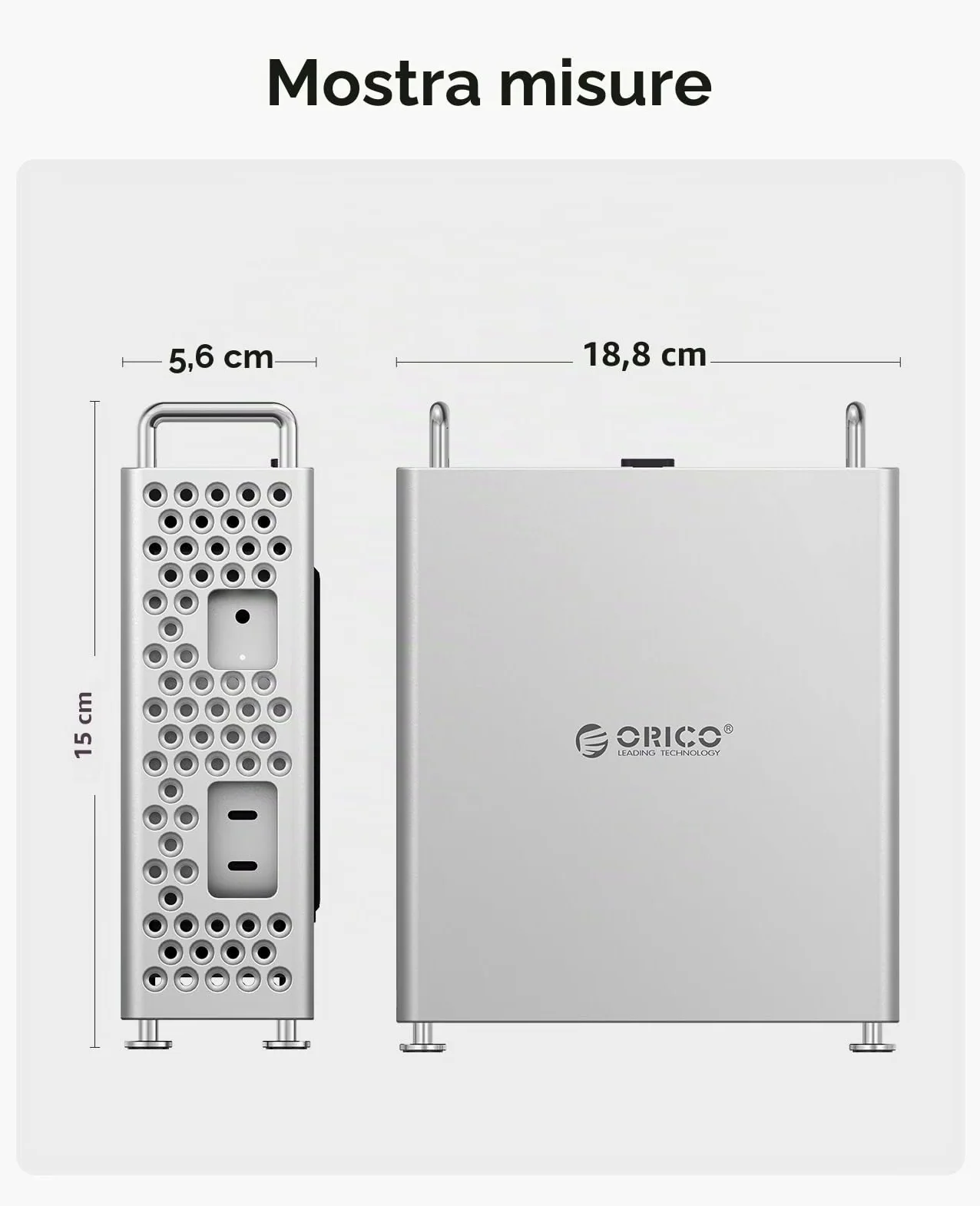 ORICO MiniPro - Custodia in alluminio, supporto per Mac mini m4 - Custodia protettiva in piedi con morbido strato interno in silicone, senza attrezzi