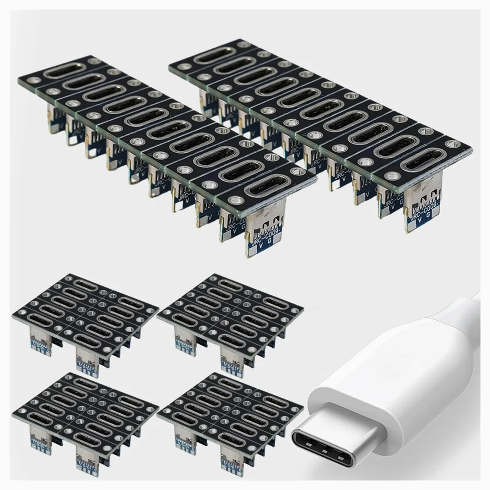 Porta di ricarica USB-C femmina a 2/4 pin con piastra di fissaggio a vite, 5/20 pezzi | 2 piastre, 10 pezzi, 4 pin