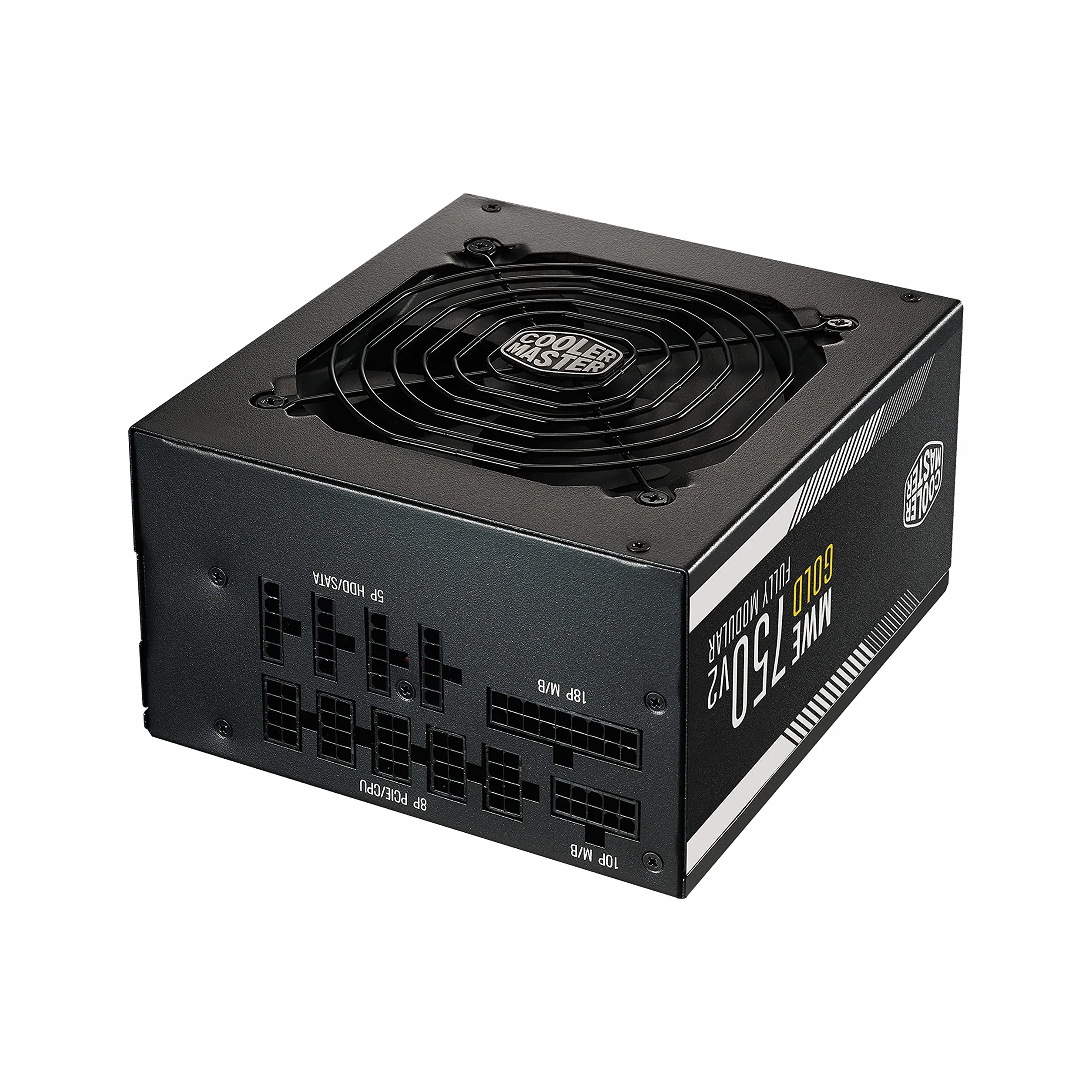 Cooler Master MWE 750 Gold V2 Alimentatore Completamente Modulare (Spina UE) - 80 PLUS Gold da 750W, Cavi Piatti Neri, Ventola HDB da 120mm, Soglia Alta Temperatura -