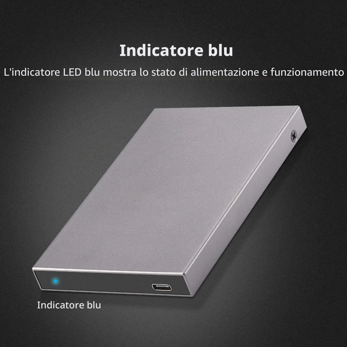 SSK Alluminio 2.5" Alloggiamento per Disco Rigido USB C 3.1/3.2 Gen2 6Gbps Lettore Adattatore Caddy HDD Esterno con UASP per HDD/SSD SATA da 2.5" 7/9.5mm Compatibile con WD Seagate PS4/5 Xbox ect.
