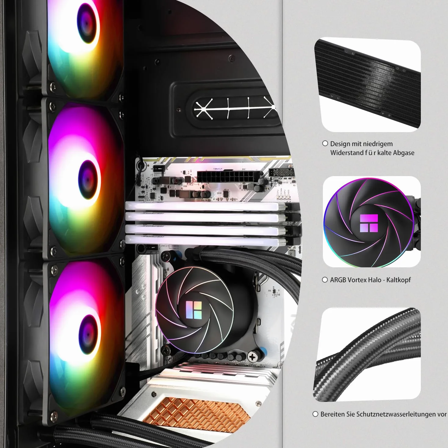 TR-Thermalright AQUA ELITE 360 ARGB Radiatore liquido per CPU Aio,360mm,3 ventole PWM Low Noise-ARGB,per AM4/AM5,Intel LGA1851/1700/115x/1200/2011(Nero)