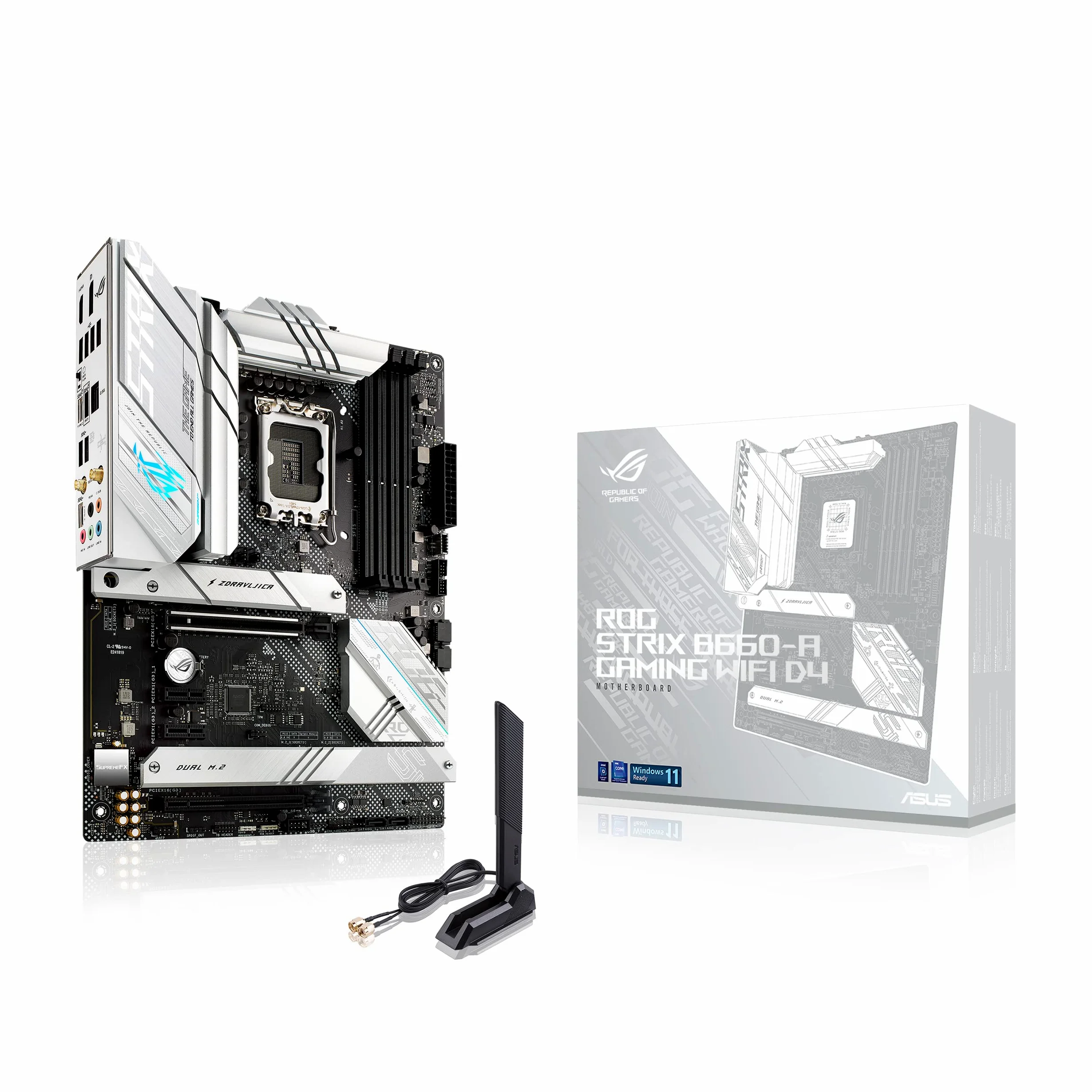 ASUS ROG Strix B660-A Gaming WiFi D4 Scheda Madre ATX, Intel B660, LGA1700, DDR4, PCI 5.0, LAN Intel 2.5Gb, WiFi 6, ROG SupremeFX 7.1 Surround, 3xM.2, 4xSATA 6GB/s, USB 3.2 Gen 2x2, Nero