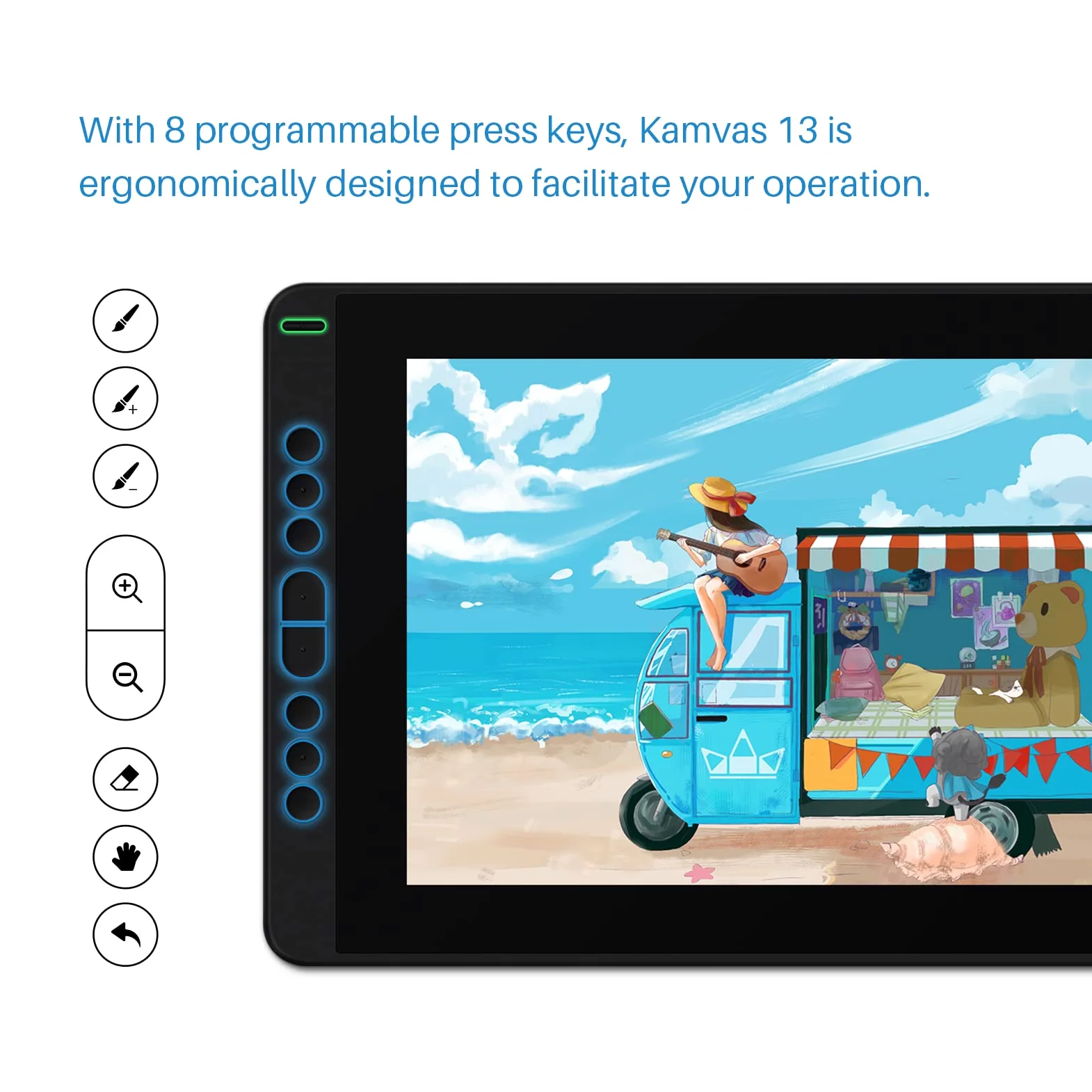 HUION Kamvas 13 Tavoletta Grafica con Schermo, Monitor Grafico da 13,3 Pollici, 120% sRGB, Penna PW517, Supporto Dispositivo Android, Ideale per Lavorare da Casa e Apprendimento Remoto