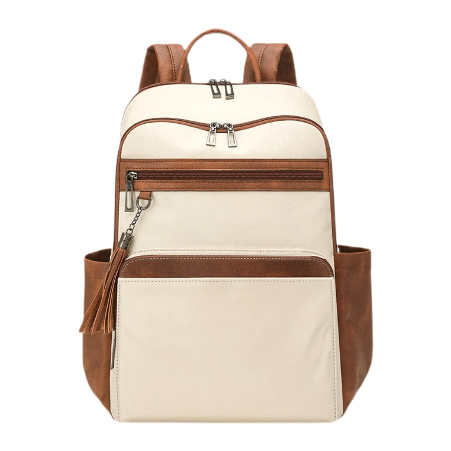 Zaino da Viaggio, Borsa per Il Weekend, Zaino per Viaggiare, per Pendolarismo, per Spostamenti Quotidiani, Bianco Marrone