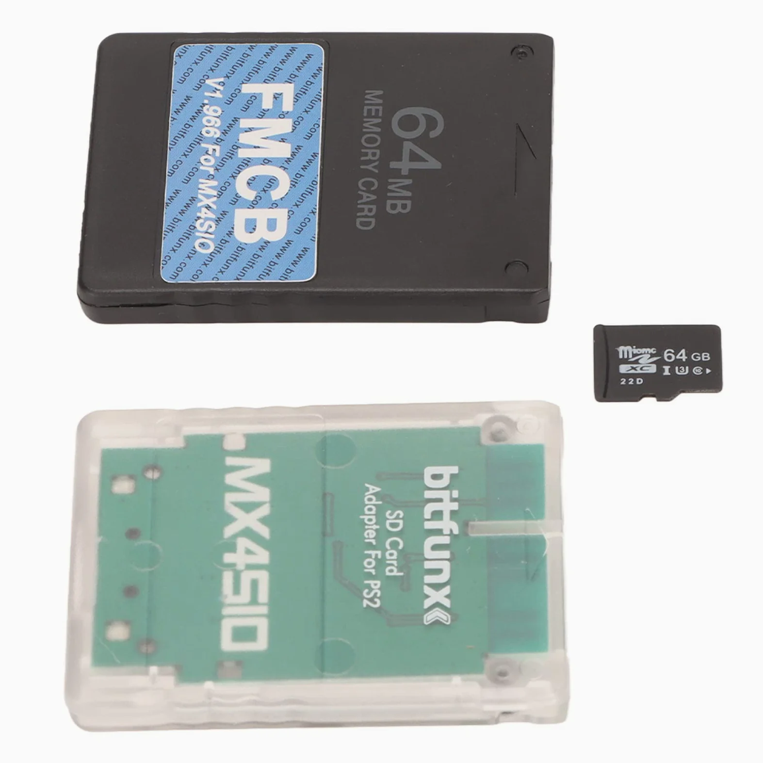 MX4SIO SIO2SD Adattatore per schede TF con scheda TF 64G, per console di gioco PS2 Adattatore di espansione della memoria della scheda FMCB adatto per console grasse OPL 1.2.0
