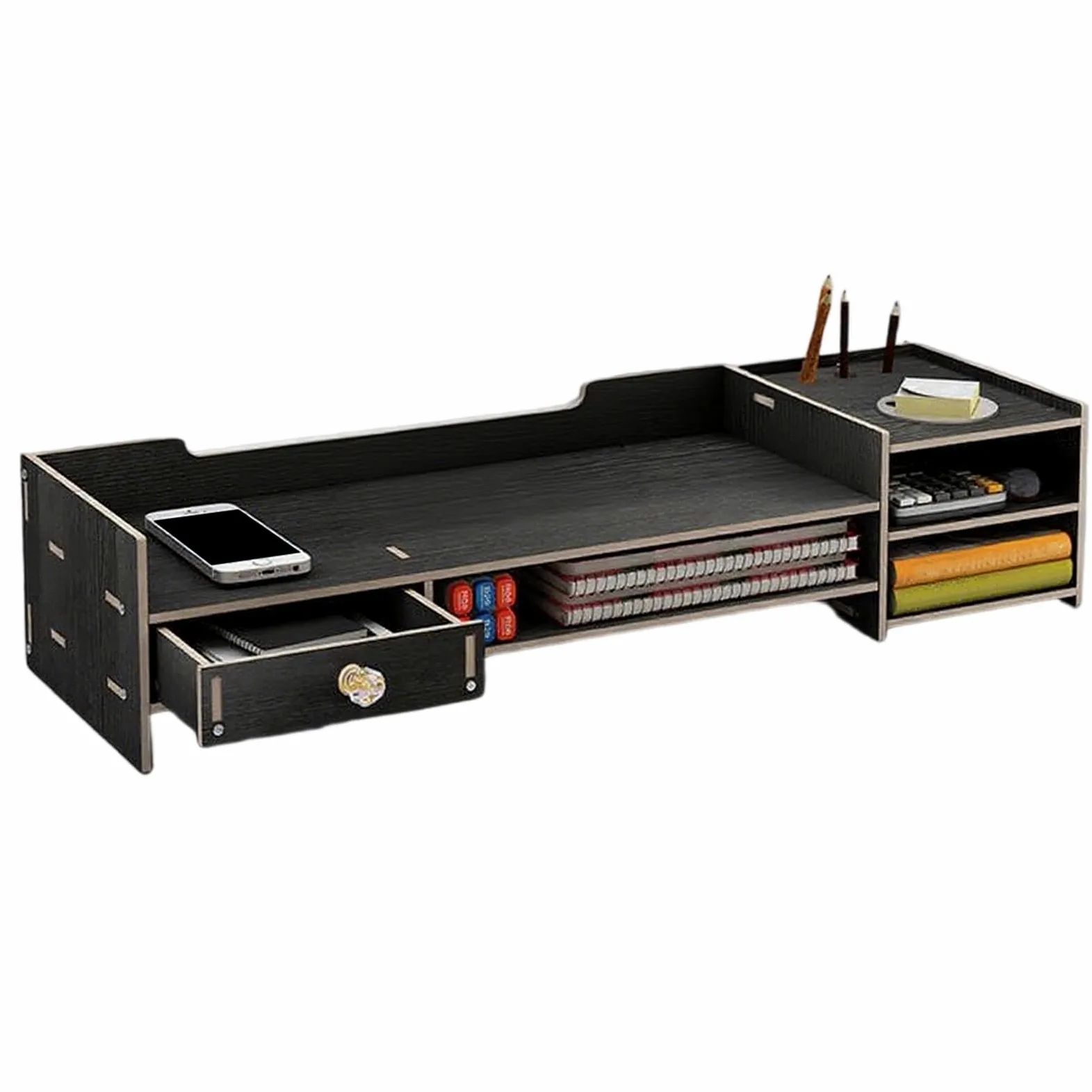 Supporto Monitor per Scrivania Supporto per Computer da Scrivania | Accessorio in Legno per PC Ufficio Stampante Tastiera Organizzazione