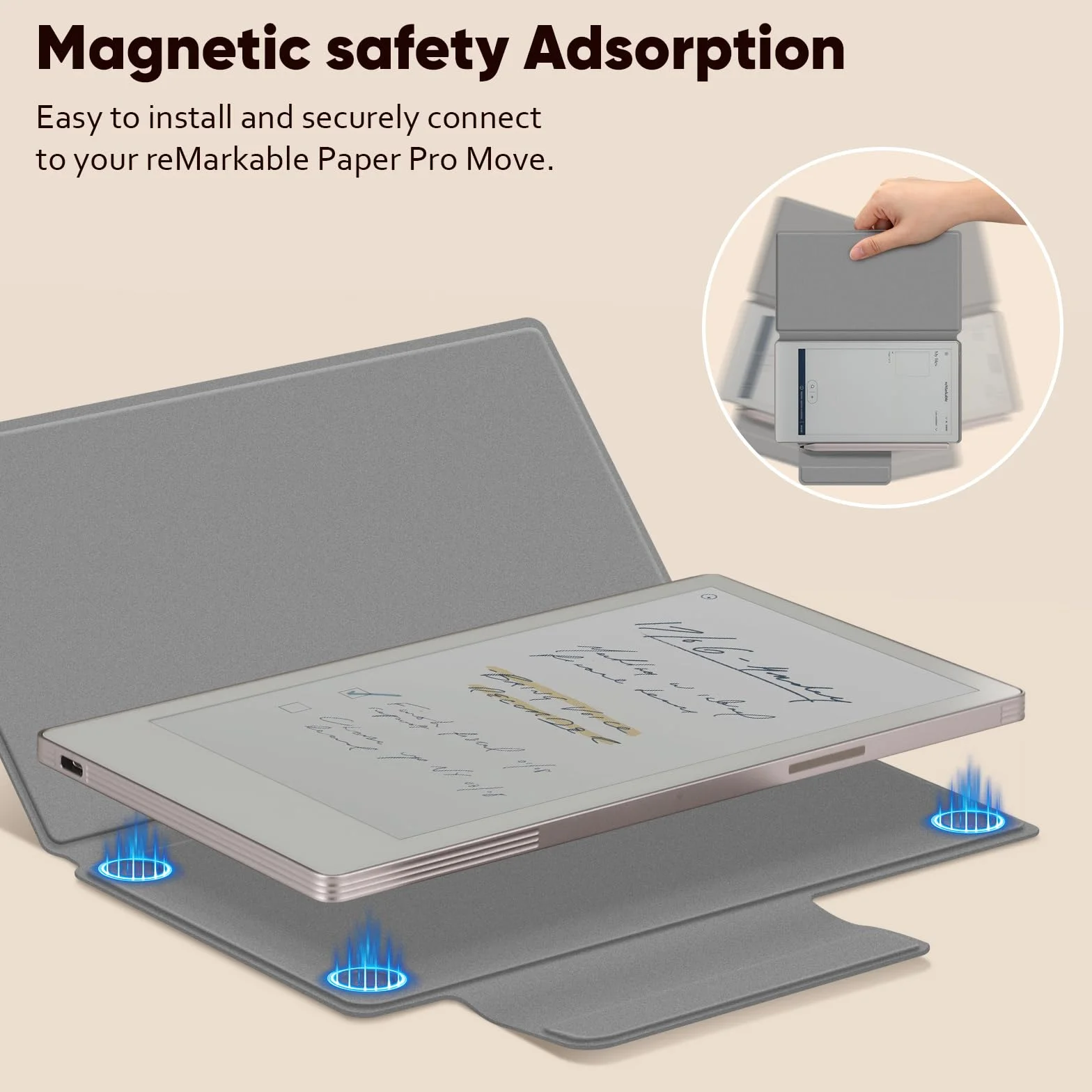 FINTIE Custodia per Remarkable Paper Pro Move 7.3 Pollici 2025 con Portapenna, Custodia Magnetica Sottile e Leggera con Auto Sveglia/Sonno, Nero