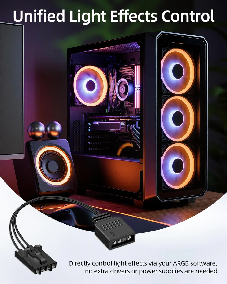 GELRHONR Cavo controller RGB a 4 poli per hub Cor-sair RGB, presa RGB a 4 poli su 5 V, 3 poli, cavo ARGB per Commander Core, iCUE Commander Core XT, strisce LED (4 poliger)