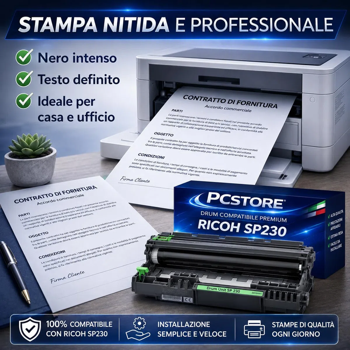 Drum SP230 Compatibile per Ricoh Aficio SP230DN SP230DNw SP230SFN SP230SFNw SP231DN SP231DNw SP231SFN SP232DNw – Tamburo Laser Nero Alta Capacità