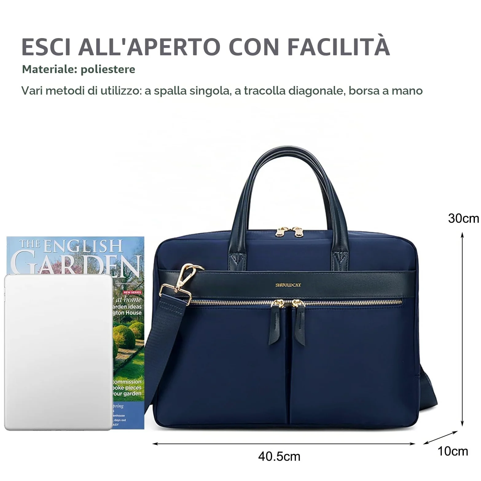 NICOLE & DORIS Borsa per Computer Portatile 15-16Inch Borse da Lavoro Donna Impermeabile Borsa per Laptop Uomo Borsa Business a Tracolla per Scuola/Ufficio/Lavoro