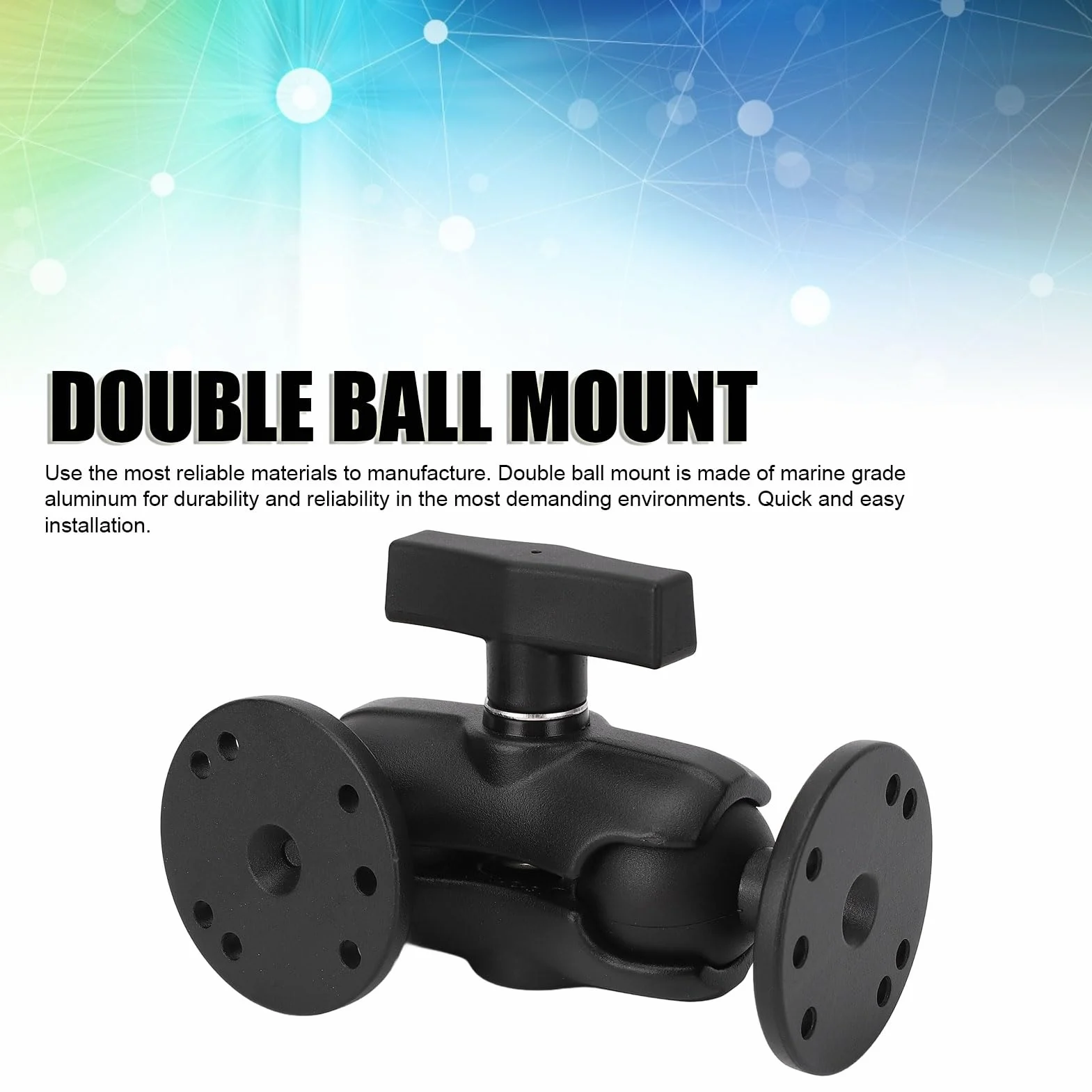 Supporto a Doppia Sfera per Carichi Pesanti, Adattatori a Sfera di Dimensione C da 1,5 Pollici Braccio a Doppia Presa con 2 Piastre Rotonde, per Tablet, Telefono, Fishfinder, in