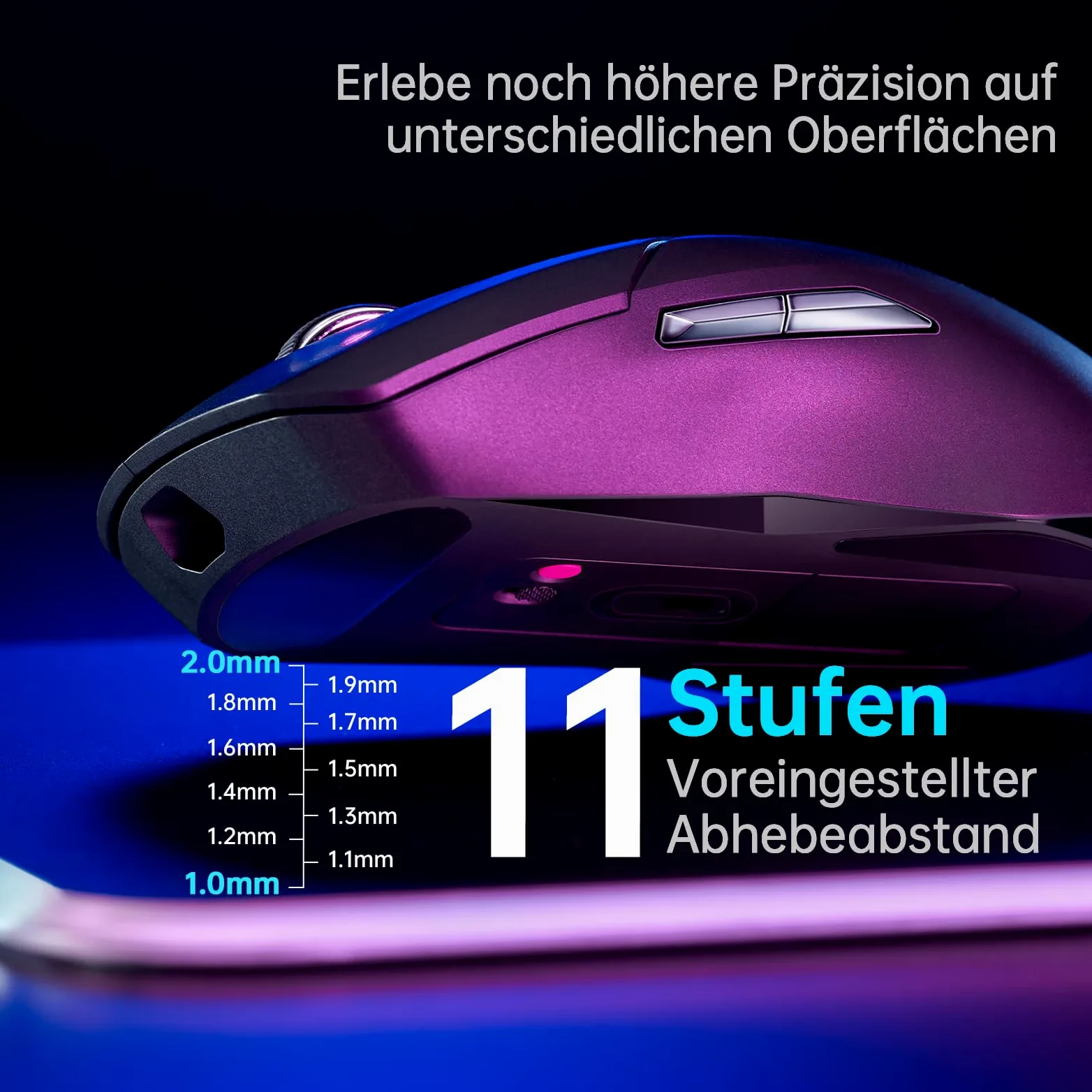 Rapoo VT9PRO 1K Mouse Wireless Gaming 68g Ultraleggero Mouse da Gioco | PAW3398 26K DPI, 1000Hz, Batteria 160 Ore, 10 Tasti Programmabili, Memoria Integrata, Mouse Ricaricabile per PC/ Mac, Bianco