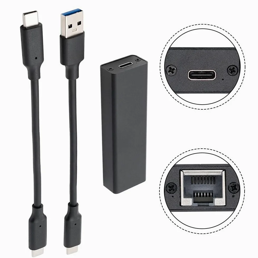 EasyByMall Adattatore Ethernet da USB 3.2 a 5GbE, chip Realtek RTL8157, scheda di rete da 5 Gbps con cavo diviso per Windows 11, Mac, Linux