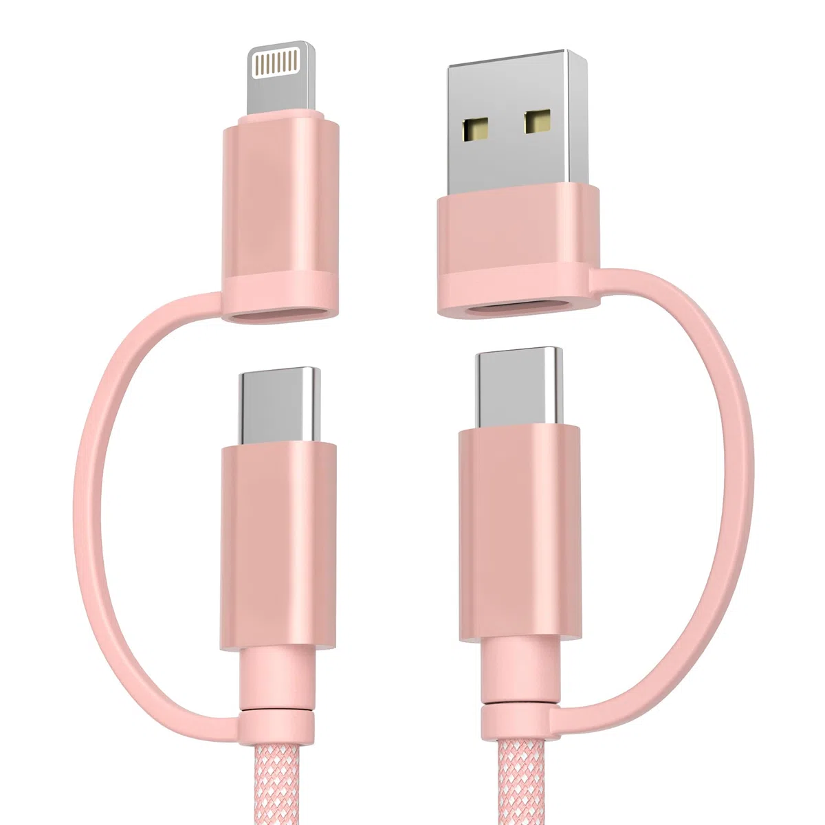 BASESAILOR iPhone 14 13 Pro Max Cavo Ricarica Multifunzione 4-in-1 USB C 2M,Potenza Massima 60W,Combo Lightning/USB A per Samsung Galaxy A13 A21 A22 A23 A31 A32 A33,Apple 17 16 15 Plus,MacBook,Pixel