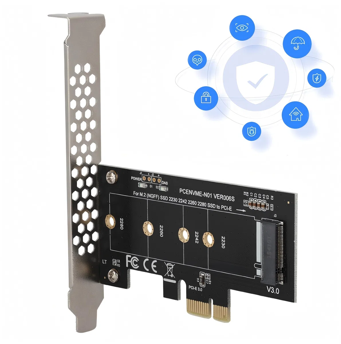 Scheda di Espansione M.2 NVME su PCIe 3.0 1X, Scheda Adattatore PCIe NVME M-Key SSD, Compatibile con formati 2280/2260/2242/2230