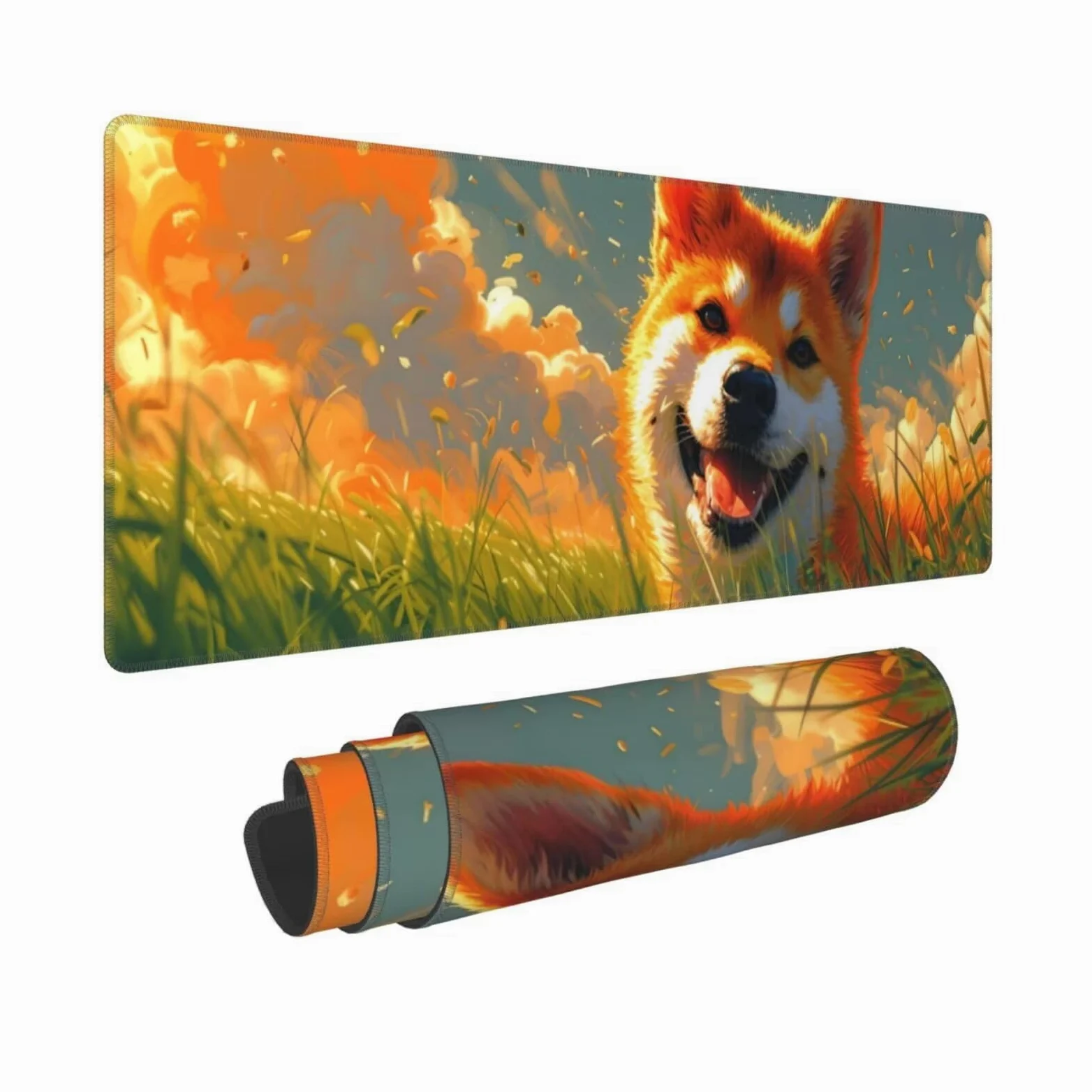 Tappetino Mouse, Tappetino Mouse Gaming Grande XXL 1500x800x3mm Tappetino Scrivania Mouse Pad, Base in Gomma Antiscivolo, Bordi Cuciti,Lavabile, Mousepad per Ufficio e Gaming (Corgi) R-400