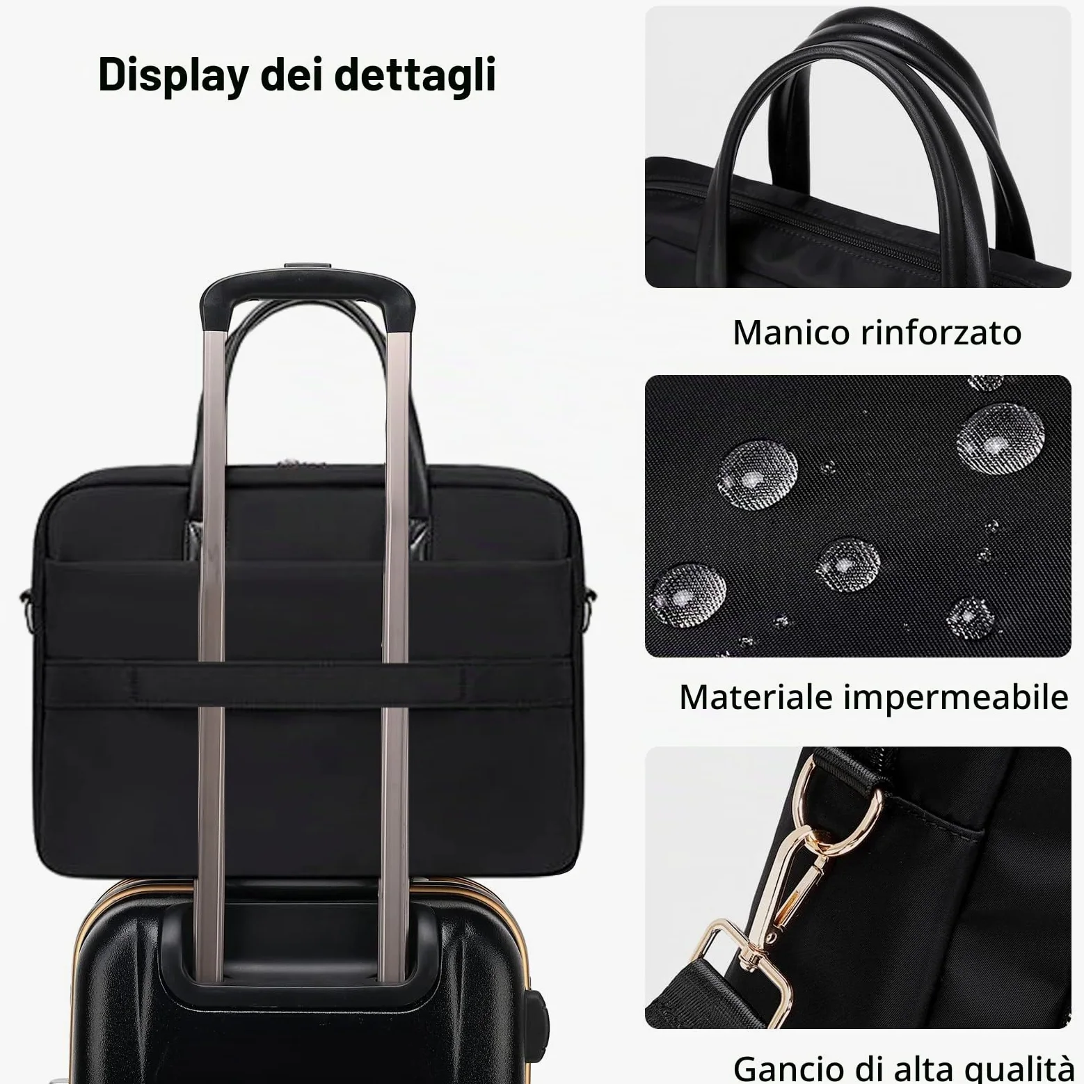 FANDARE Borsa Porta PC Donna Lavoro Cartella Borse per 15.6 Pollici Computer Grande Borsa Messenger Tracolla Ventiquattrore per Ufficio Università Insegnanti Scuola Lavoro Business Nero M