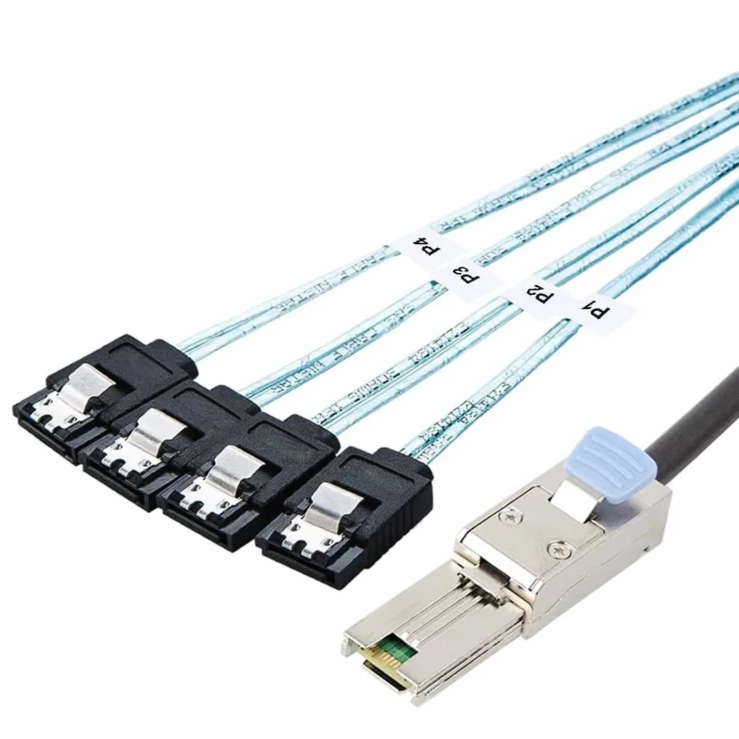 Mini SAS 26P SFF-8088 4 Cavi Splitter SATA 1m Cavo Dati per Dischi Rigidi