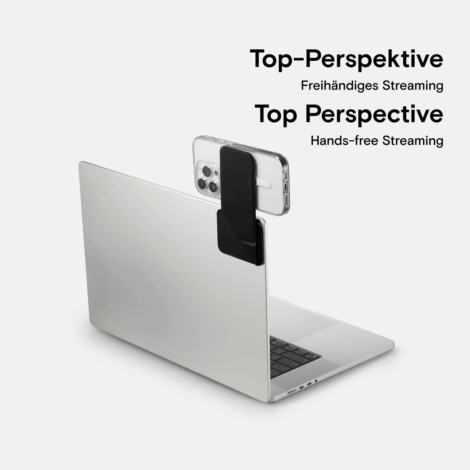 MOFT Supporto magnetico per iPhone, supporto laterale per monitor del telefono sottile e pieghevole, staffa di espansione per computer portatile (Nero)
