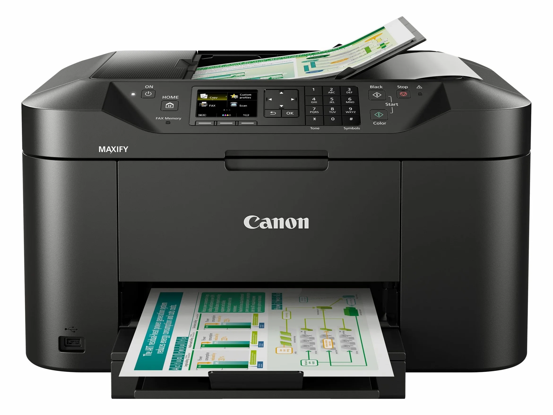 Canon Maxif MB2150 Stampante Multifunzione Inkjet, 19 ipm in Bianco e Nero, 13 ipm a Colori, 600 x 1200 dpi, Nero/Antracite