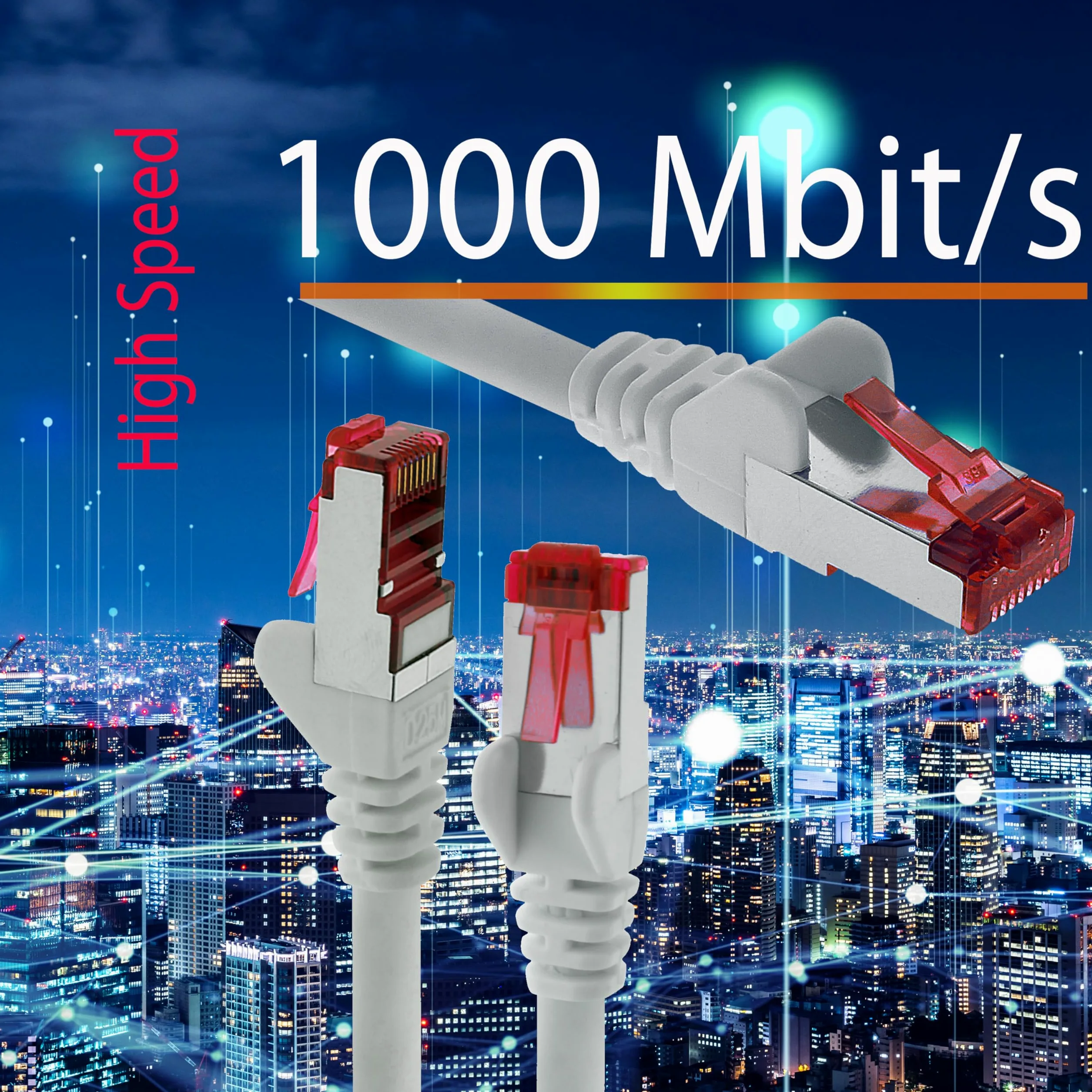 x 10 m - Cavo di rete Cat 6 Cavo patch Cat 6 RJ45 SFTP - Grigio