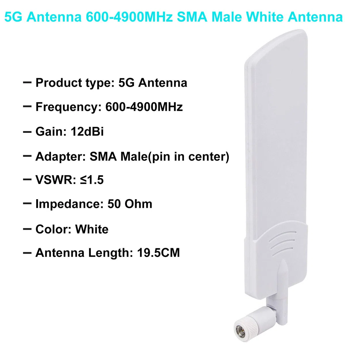 Antenna 5G 4G LTE 12dbi SMA Maschio Omnidirezionale WLAN Home Outdoor Amplificatori di Segnale per WiFi Router Booster e Monitor FPV Adattatore USB 2 Pack