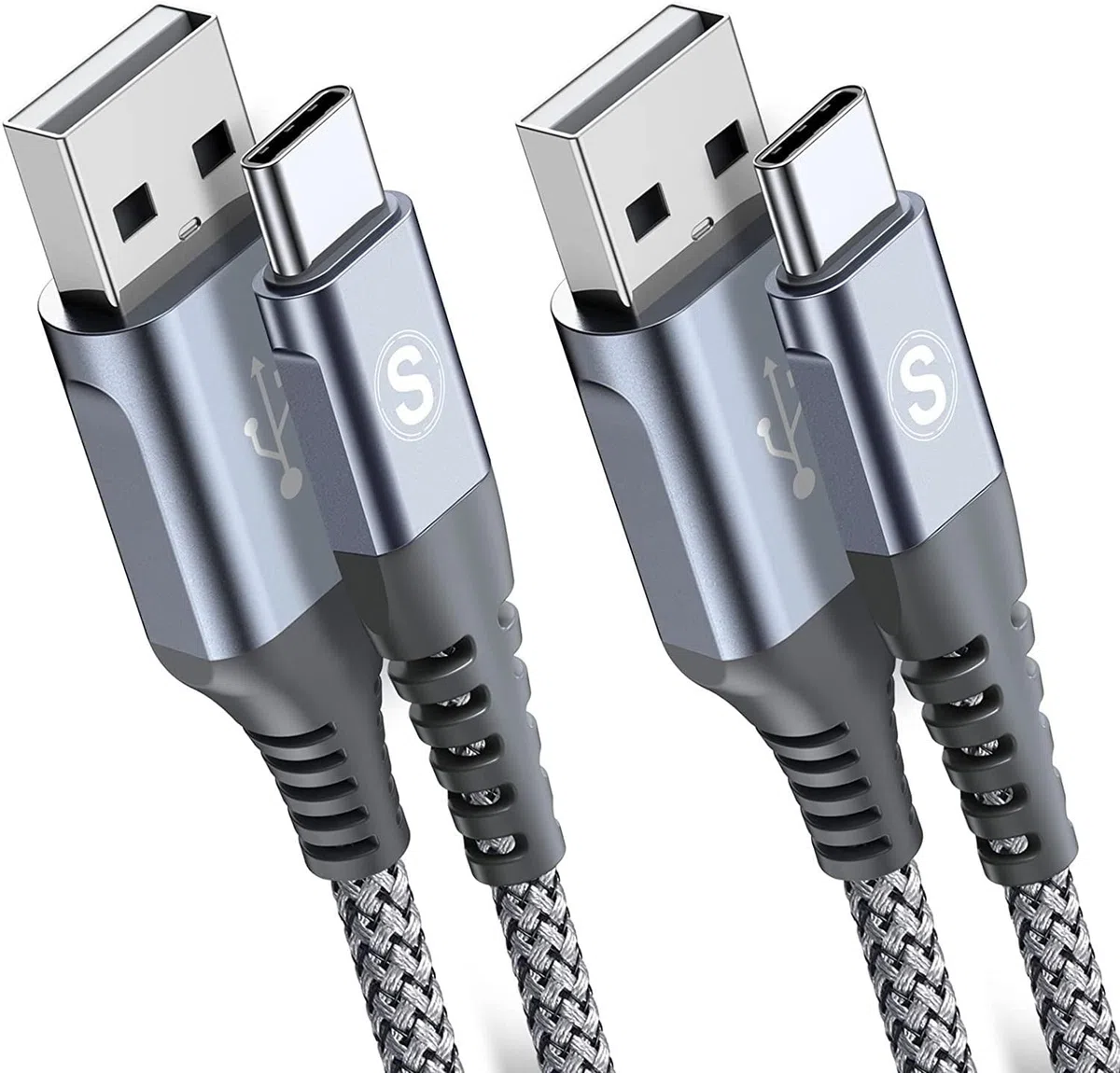 Cavo USB C [2 Pezzi,2m] Cavo Tipo C di Ricarica Rapida per i phone 15 Plus Pro Max,Samsung Galaxy S23/S22/S21 Flip z3 So ny,Xiaomi,Hua wei,Google Pixel e altri dispositivi Android USB-C-grigio