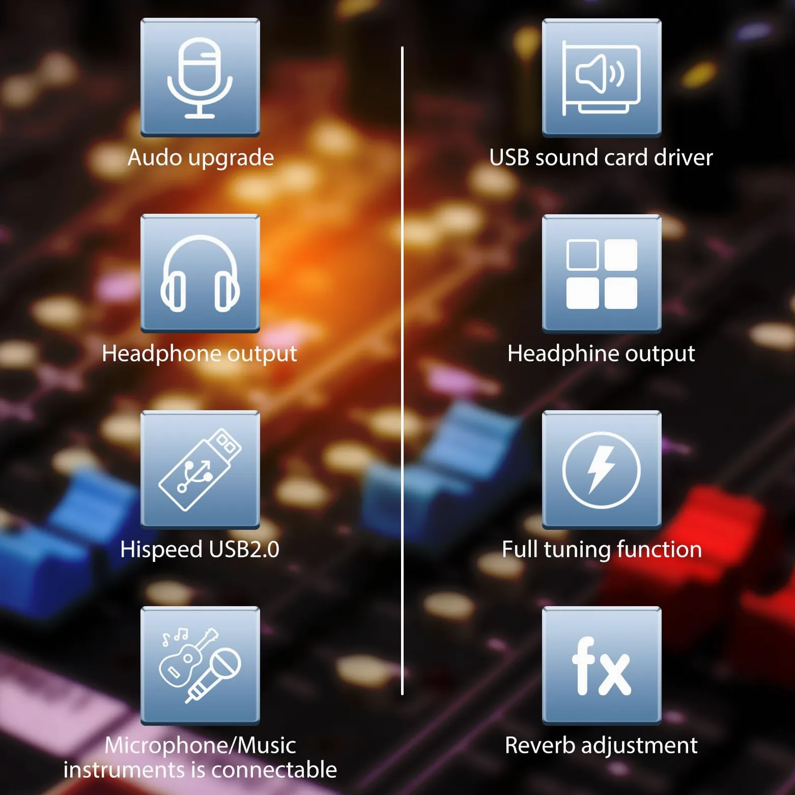 HXBER Scheda audio di registrazione a 4 canali con interfaccia audio senza driver, scheda audio USB da 4 pollici a 4 uscite, 24 bit/192 kHz, alimentatore phantom 48 V per registrazione professionale