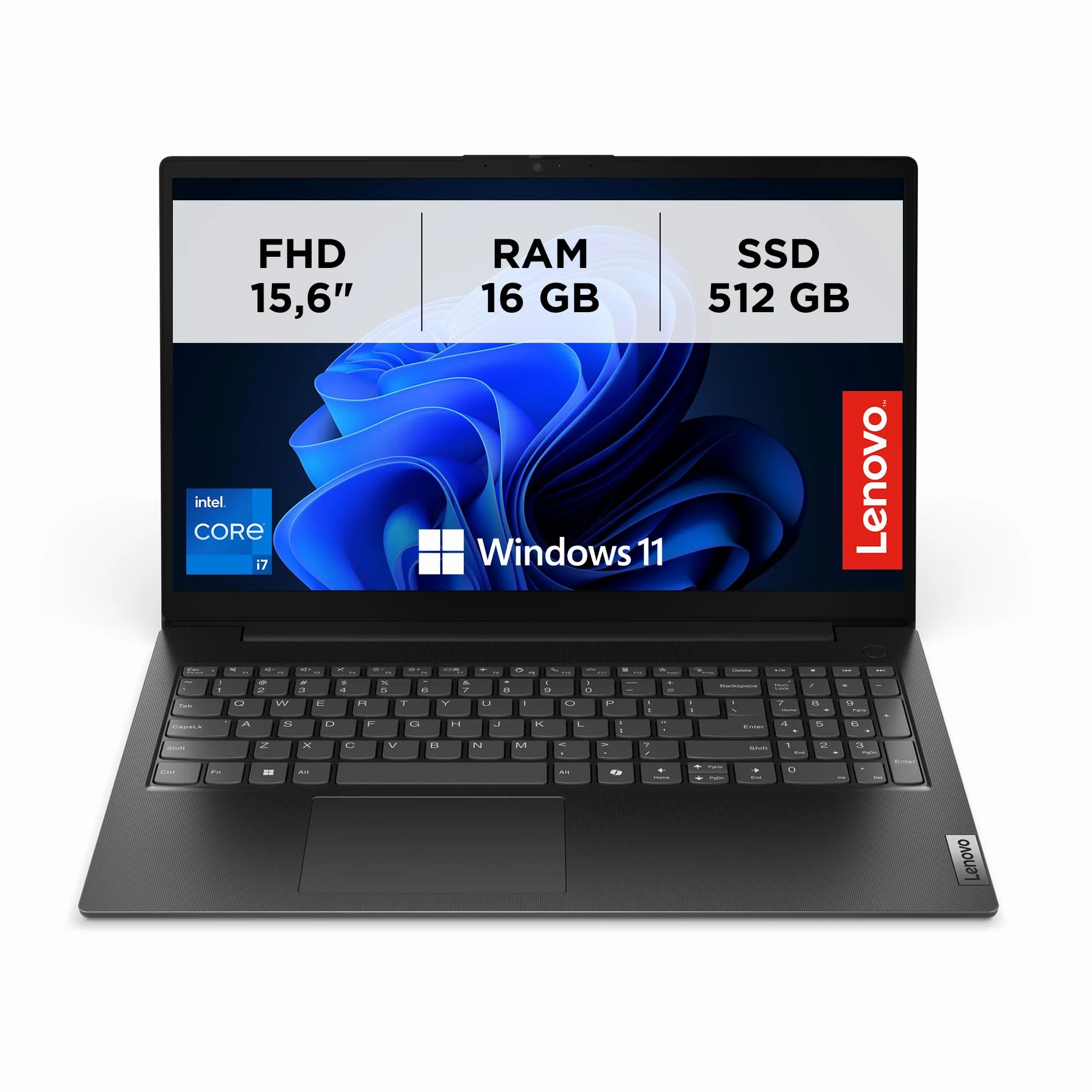 Lenovo V15 G5 IRL, Laptop professionale 15.6" Full HD con processori Intel Core 7, memoria RAM DDR5 16GB e archiviazione SSD Rapida 512GB, Windows 11 Pro – Nero