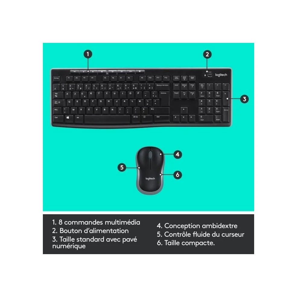 Logitech MK270 tastiera e mouse wireless COMBO - FRA AZERTY