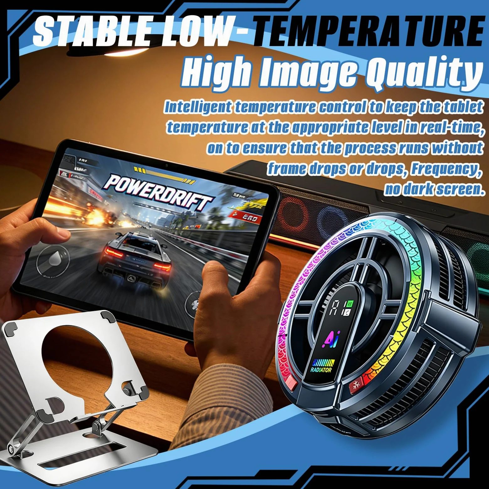 Ventola Di Raffreddamento, Potente Ventola Magnetica Per Tablet E Laptop Con Supporto 3 Modalità Di Raffreddamento Controllo Della Temperaturauniversale Per Cellulari Tablet E Gaming