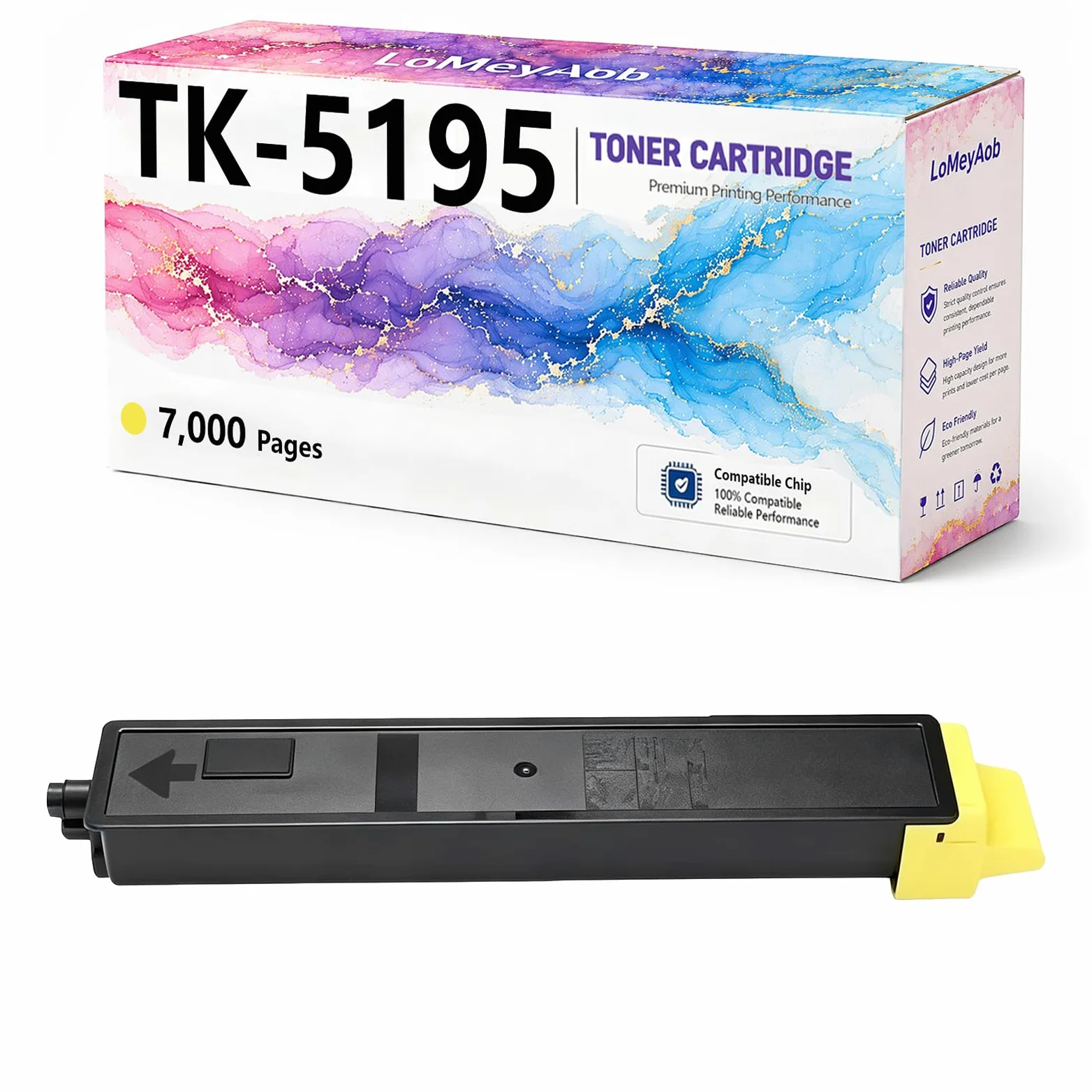 Cartuccia di toner TK-5195, sostituzione ad alta resa per stampante Kyocera LaserJet TK-5195 TK-5196 TK-5197 TK-5198 TK-5199, colori ricchi, stampe ad alta velocità,Yellow
