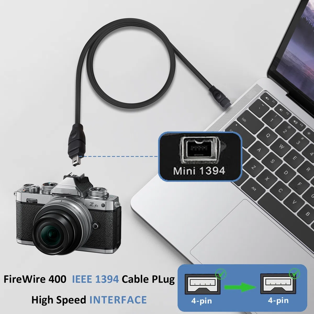 Cavo FireWire DV IEEE 1394 a 4 poli maschio Firewire 400 ad alta velocità i.Link DV cavo per videocamera a computer portatile disco rigido esterno – 1,8 m