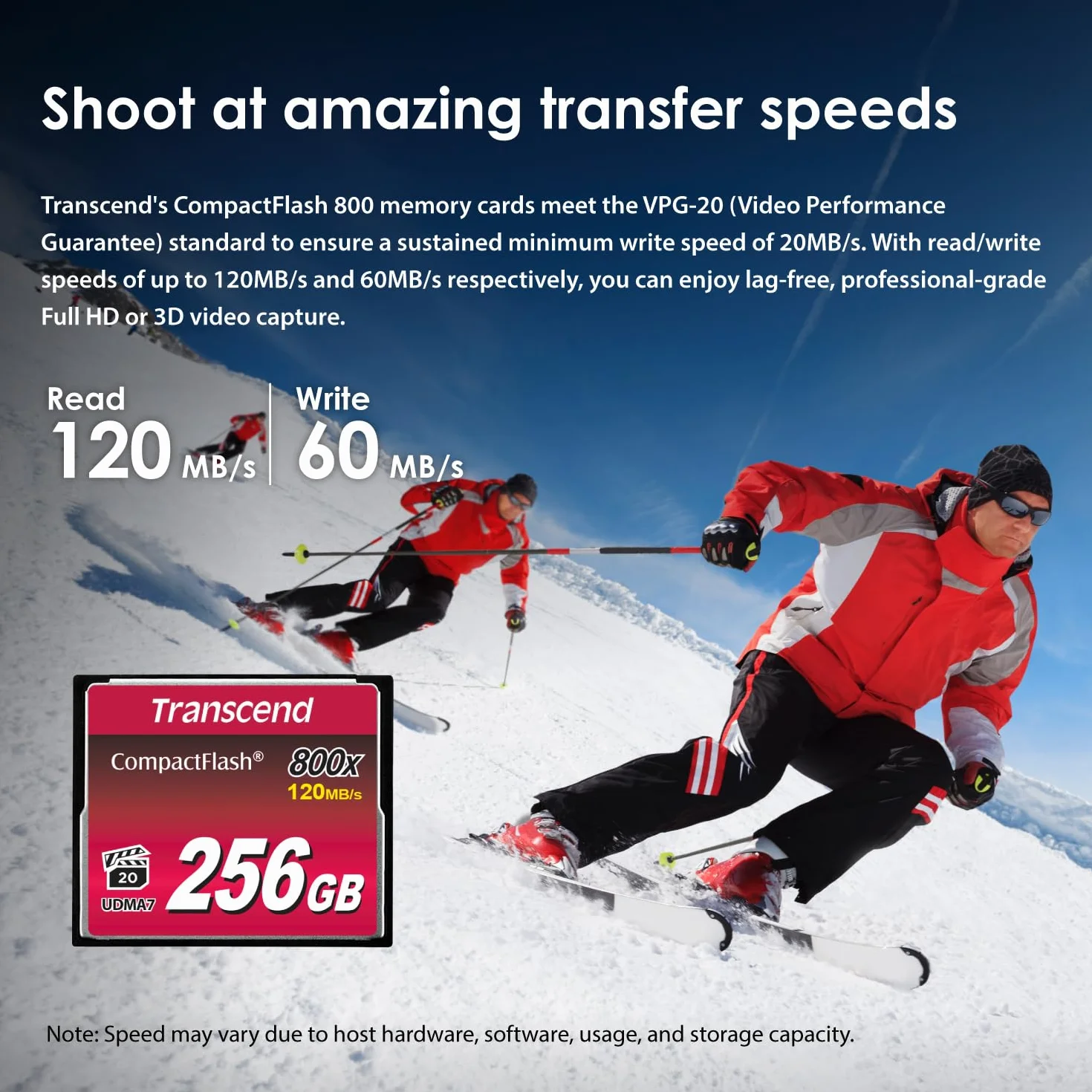 Transcend Scheda CompactFlash 800 da 32 GB, fino a 120/60 MB/s, supporta la modalità Ultra DMA 7 ad alta velocità, ideale per video Full HD e 3D ad altissima risoluzione - TS32GCF800