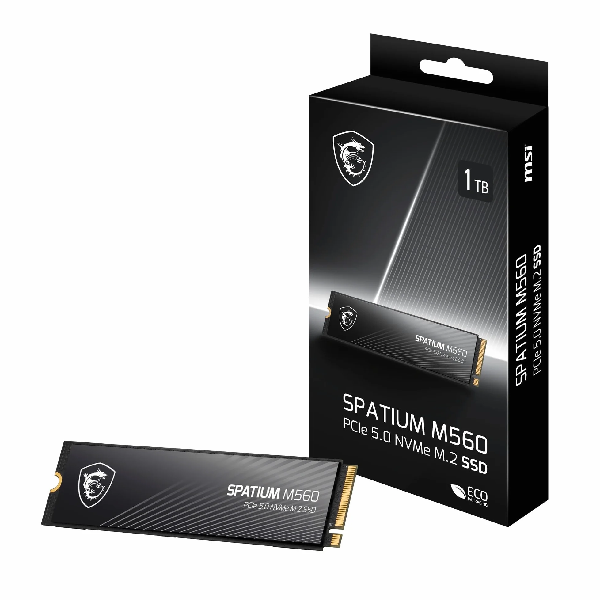 MSI SSD portatile SPATIUM M560 PCIe 5.0 NVMe M.2 da 1 TB, unità a stato solido esterna da 1 TB, velocità fino a 10200 MB/s, USB-C, archiviazione affidabile per giochi, studenti, professionisti, nero