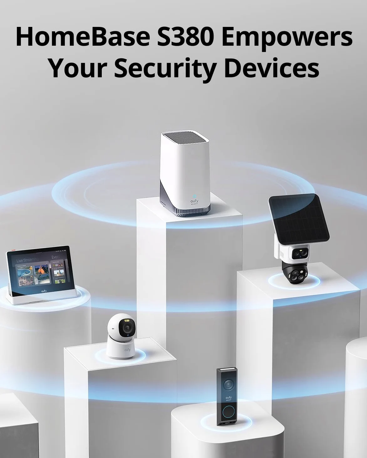 eufy Security HomeBase S380 (HomeBase 3), eufy Edge Security Center, archiviazione espandibile locale fino a 16 TB, compatibilità eufy Security prodotto, crittografia avanzata, Wi-Fi a 2,4 GHz, senza