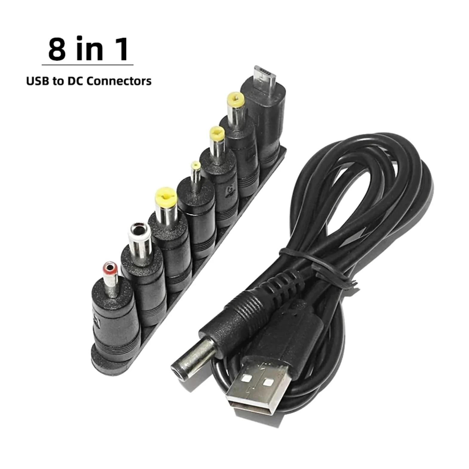 Adattatore da USB a CC 8 in 1, 5,5 x 2,1 mm a micro USB da 2,5/4,0/3,5/1,35 mm