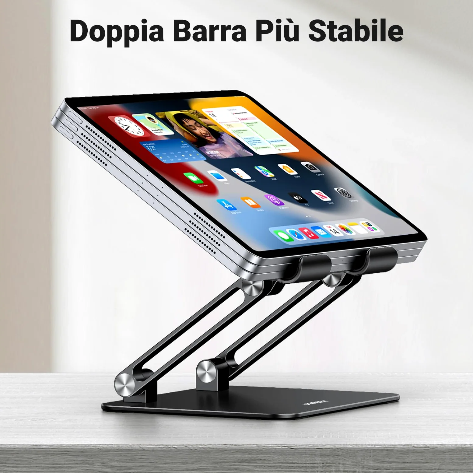 UGREEN Supporto per Tablet da 4,7" a 12,9" Universale, Porta Cellulare da Tavolo Regolabile Pieghevole per iPad 2022, MatePad, Galaxy Tab, Xiaomi Pad, iPhone 16 Plus Pro Max Nero