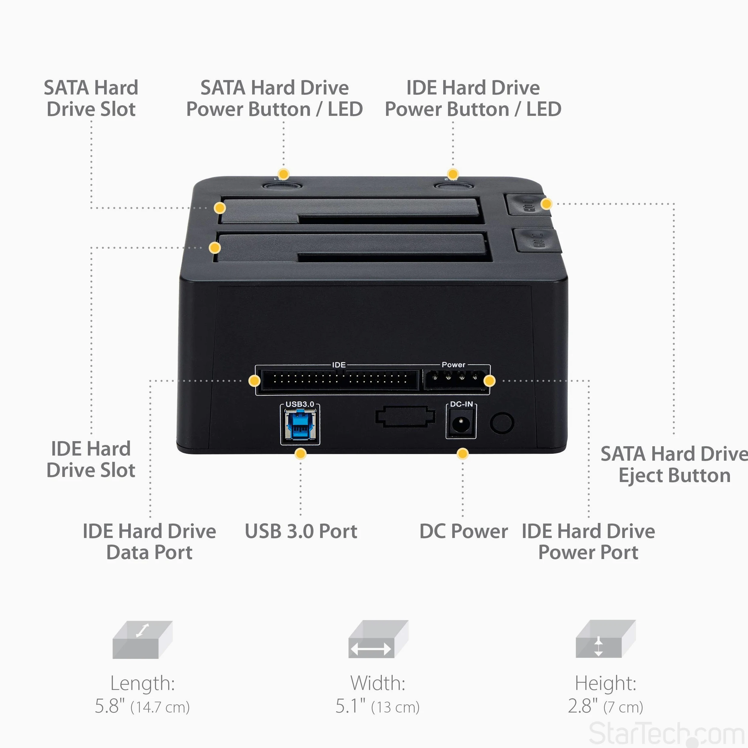 Startech.Com Docking Station Universale USB 3.0 per Hard Disk 2.5/3.5In Ide/Sata Iii con Uasp, 6.4 Cm/8.9 Cm