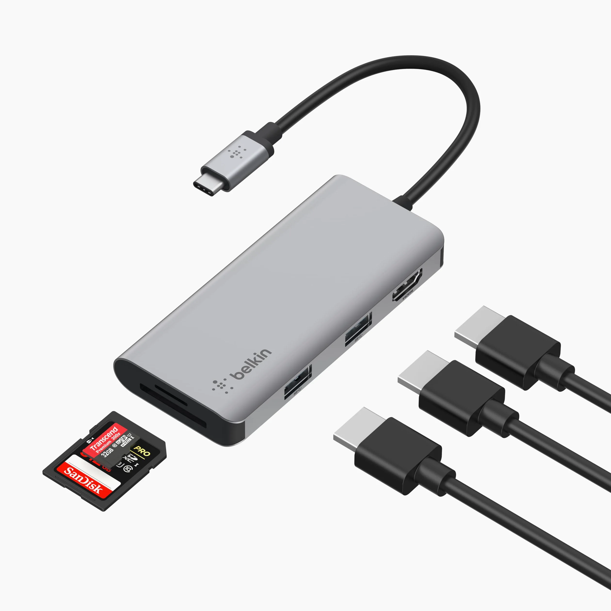 Belkin Adattatore multiporta USB-C Hub 5 in 1 | Espande la connettività USB-C laptop per MacBook, iPad Pro, Chromebook e PC, design compatto per scrivania o viaggio