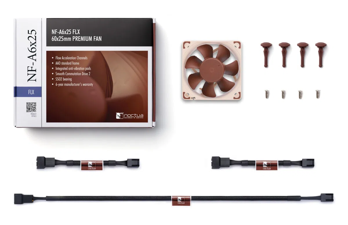 Noctua NF-A6X25 FLX, Ventola Silenziosa di Qualità Premium, 3-Pin (60 mm, Marrone)