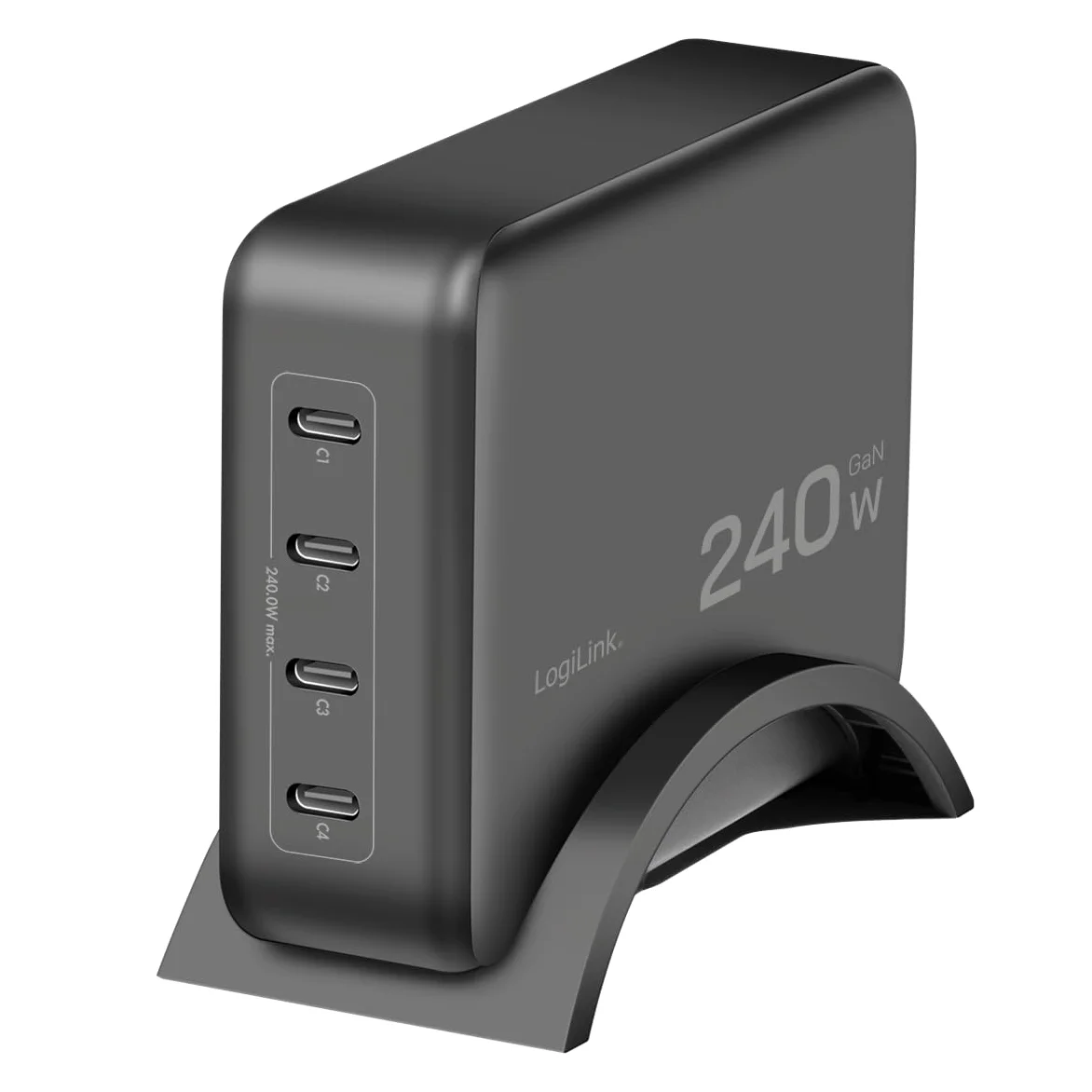 LogiLink PA0353 - Caricatore intelligente GaN (nitruro di gallio) 240 W, 4 x USB-C PD 3.1 (PowerDelivery)