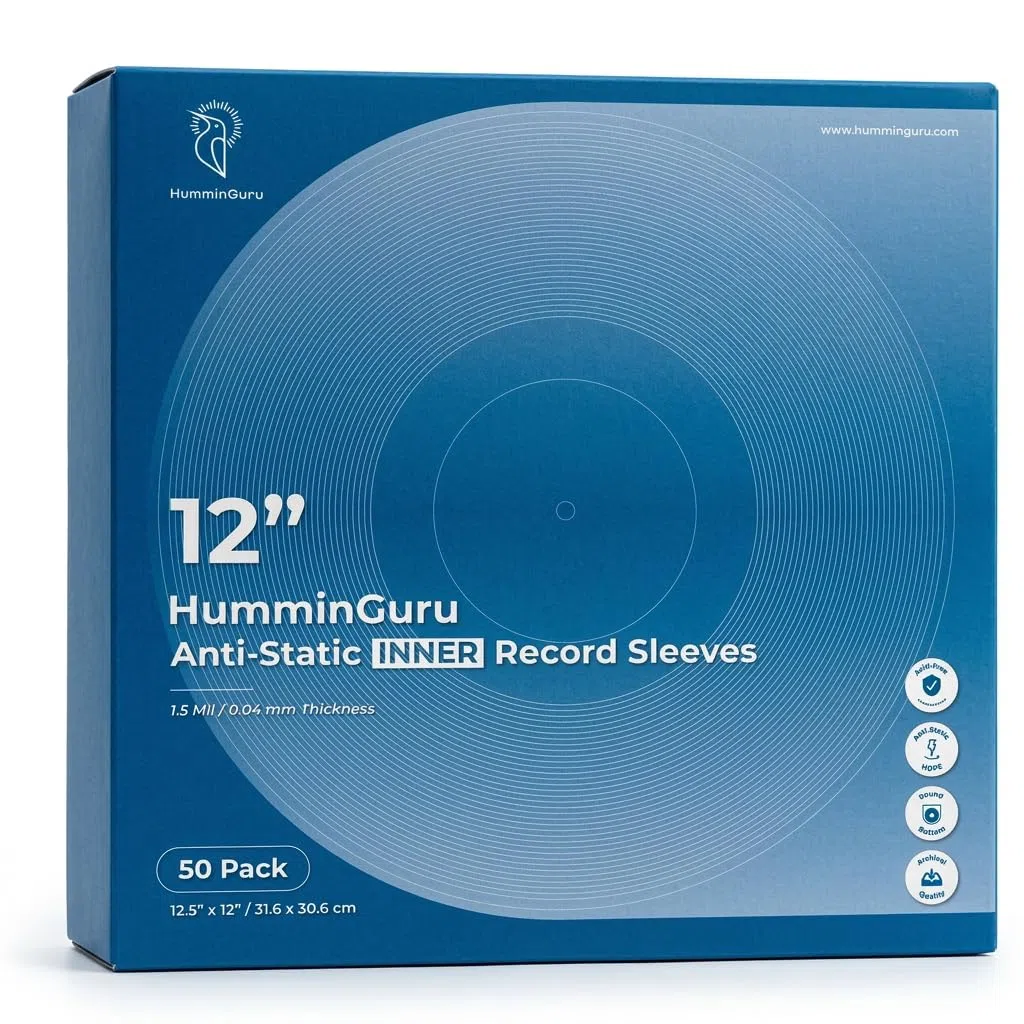 HumminGuru Buste per dischi in vinile buste interne per dischi in vinile, buste esterne, custodie per dischi (Maniche interne rotonde, 12")