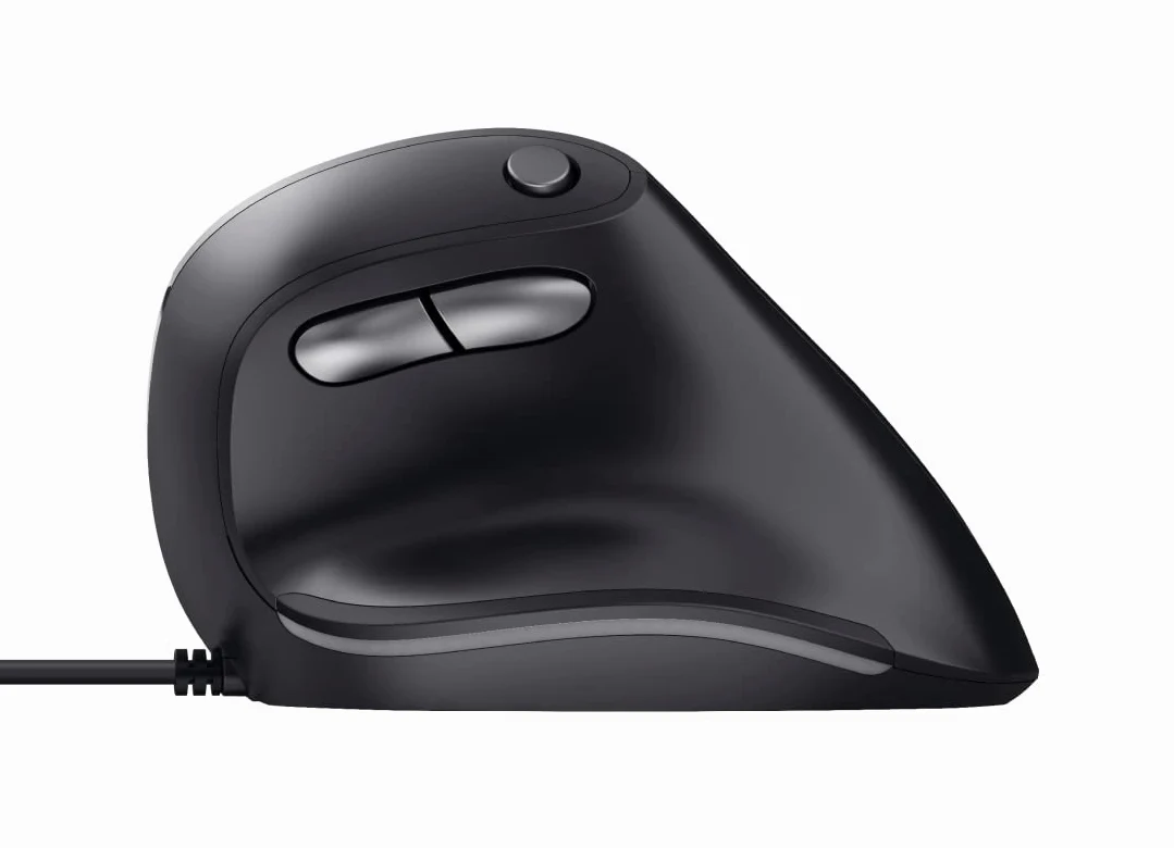 Trust Bayo Mouse Verticale Sostenibile, Ridurre la Tensione del Braccio e del Polso, 800-4200 DPI, 6 Pulsanti, Cavo USB 150 cm, Ergonomico con Filo per PC, Laptop, Mac, Nero
