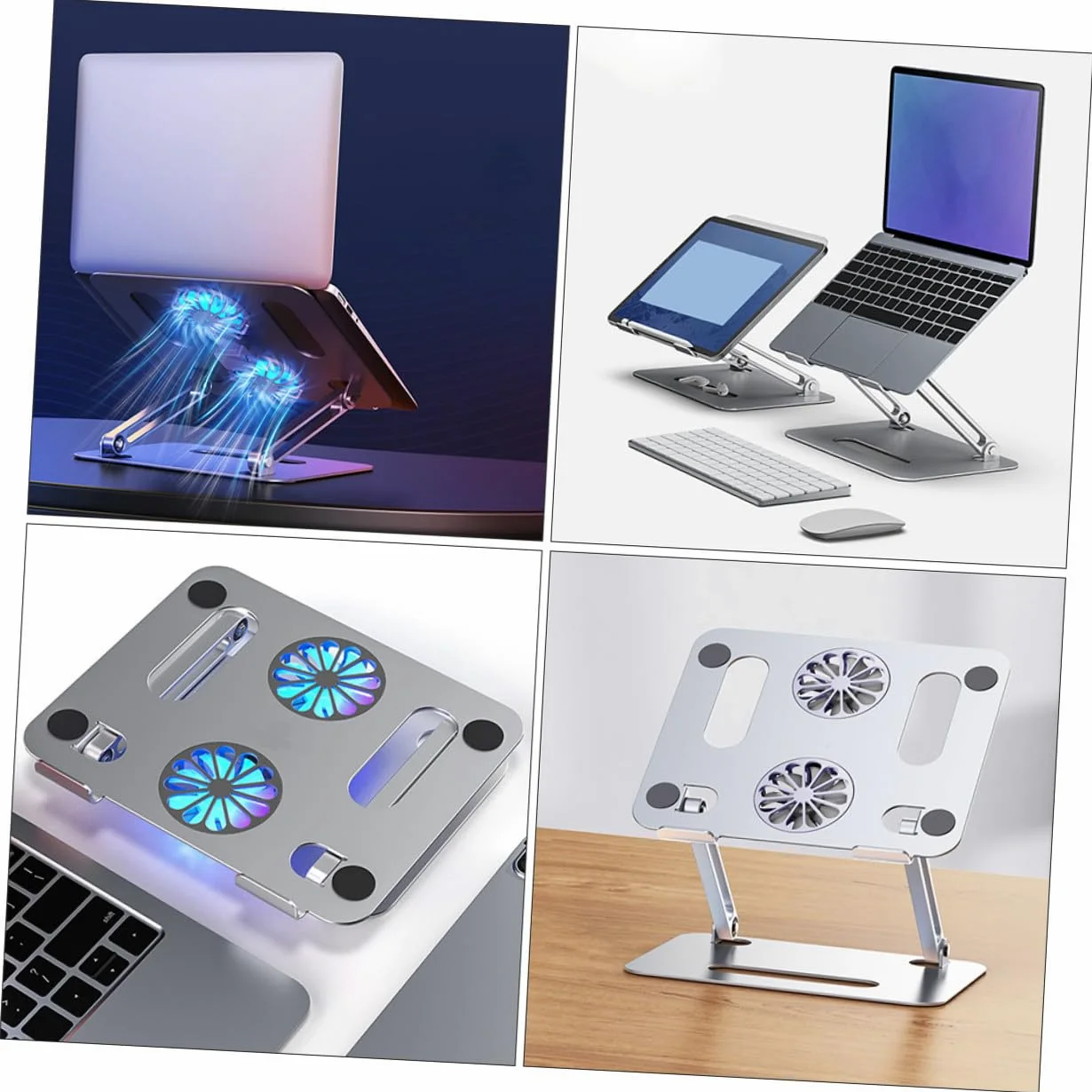 Artibetter Supporto Raffreddamento Laptop in Lega di Alluminio Doppia Ventola, Altezza Regolabile e Struttura Robusta per Laptop e Tablet Fino a 17,3 Pollici